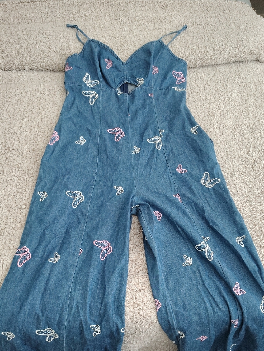 Denim Butterflies One-Piece Jumpsuit - Blue